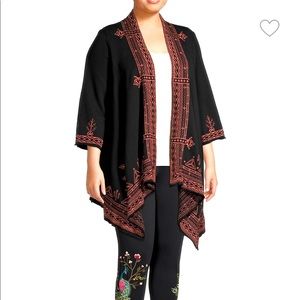 Johnny Was Los Angeles 
Eyal Embroidered Cotton Cardigan size 1X